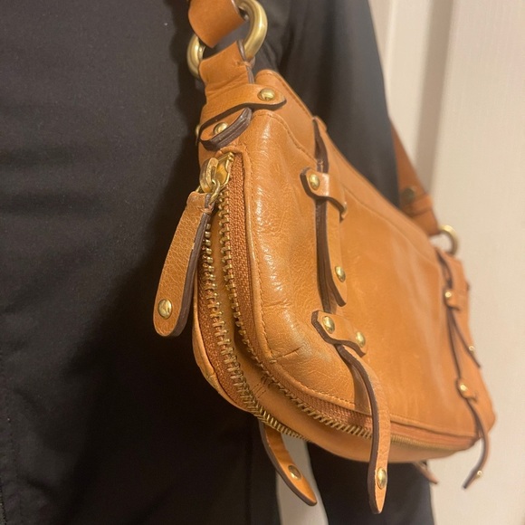 Dkny Leather Light Brown Handbag Zip Up with gold locks for kays - Picture 11 of 16